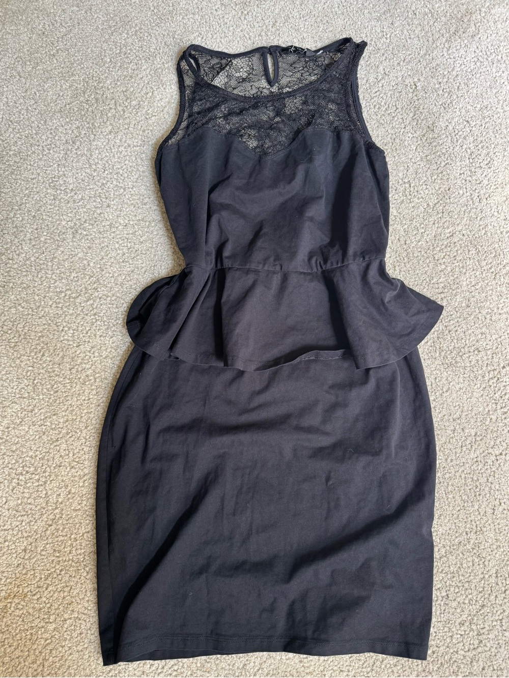 New Look Black Lace Peplum Midi Dress classy casual night out